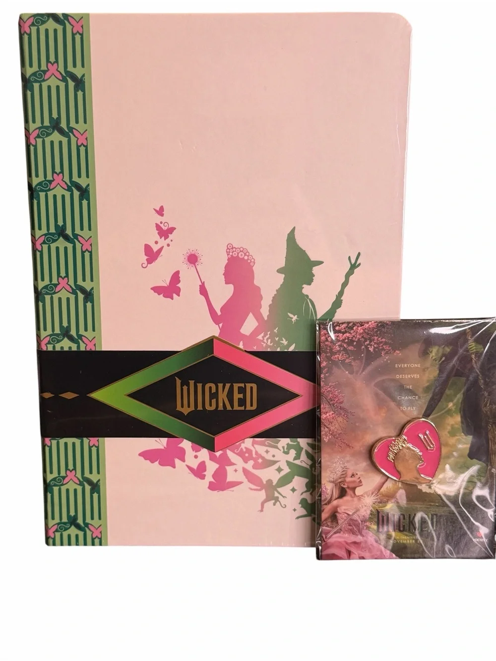 Wicked Hardcover Journal & Glinda Heart Enamel Pin NWT
